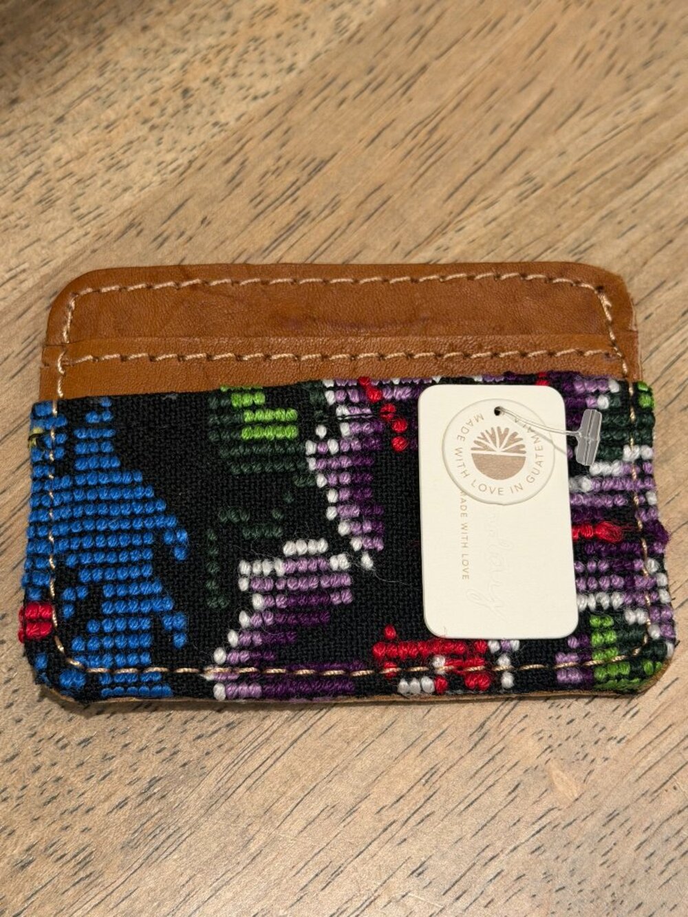 NWT Noonday Collection Leather Woven Fabric Card Holder Wallet OS